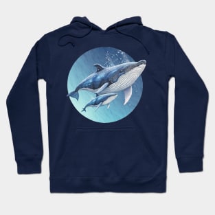 Humpback Whale Swimming with Baby Whale Hoodie